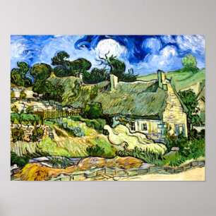 Van Gogh - Thatched Cottages at Cordeville Poster