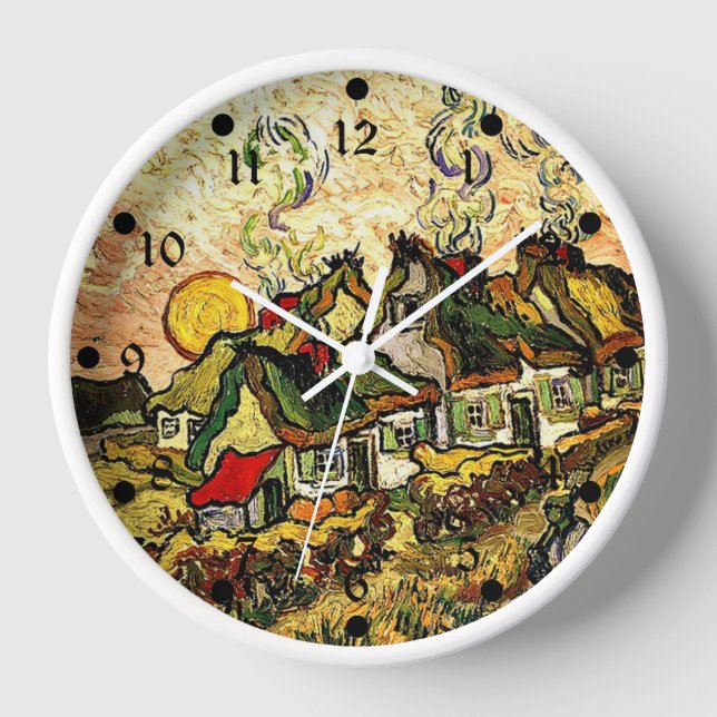Van Gogh: Thatched Cottages in the Sunshine Clock (Front)