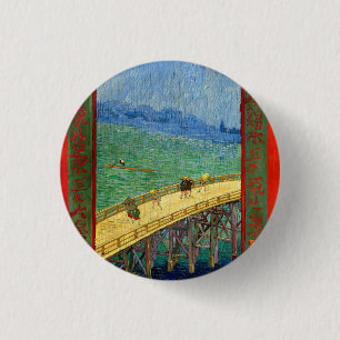 Van Gogh The Bridge in the Rain after Hiroshige 1 Inch Round Button