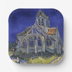 Van Gogh The Church at Auvers Blue Sky Art Paper Plate