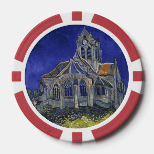 Van Gogh The Church at Auvers Blue Sky Art Poker Chips