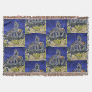 Van Gogh The Church at Auvers Blue Sky Art Throw Blanket