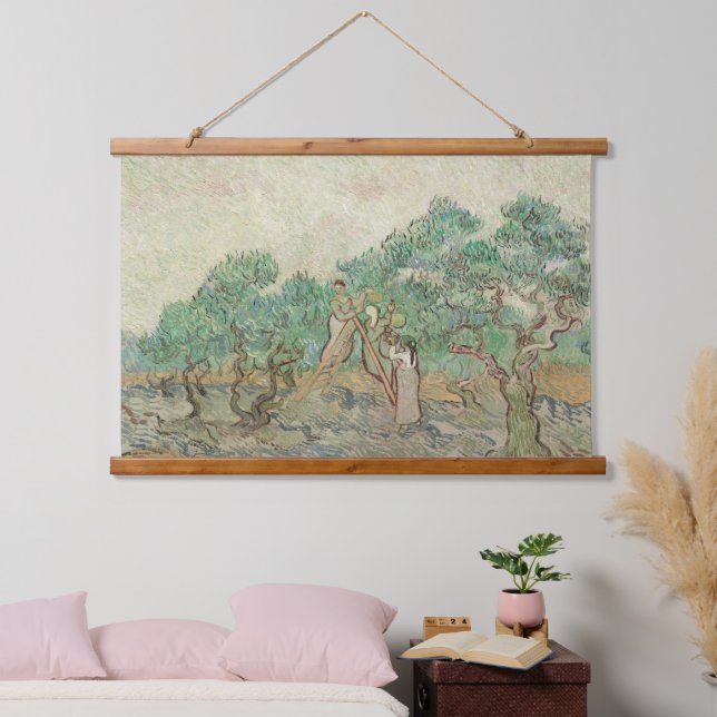 Van Gogh The Olive Orchard Trees Old Art Wood Wall Hanging Tapestry (Bedroom)