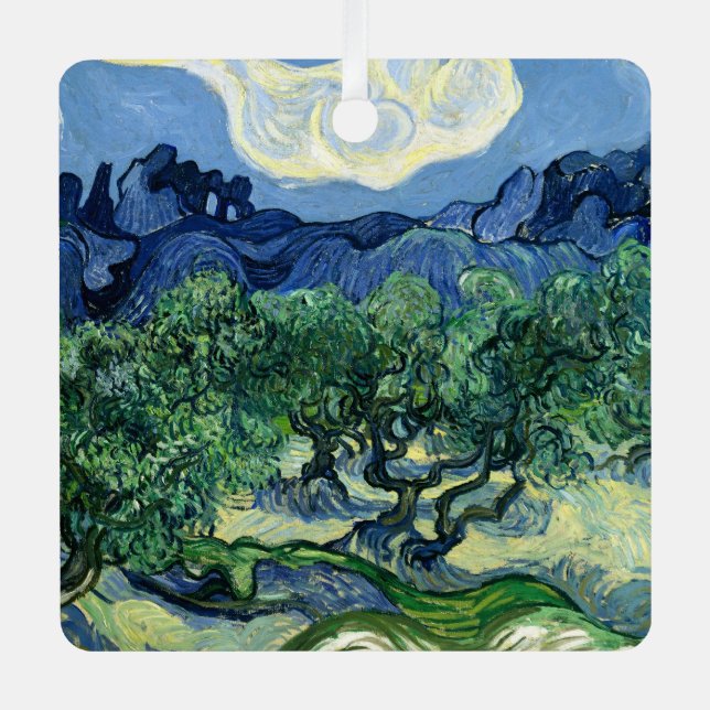 Van Gogh The Olive Trees Landscape Painting Metal Ornament (Front)