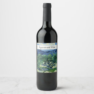 Van Gogh The Olive Trees Landscape Painting Wine Label