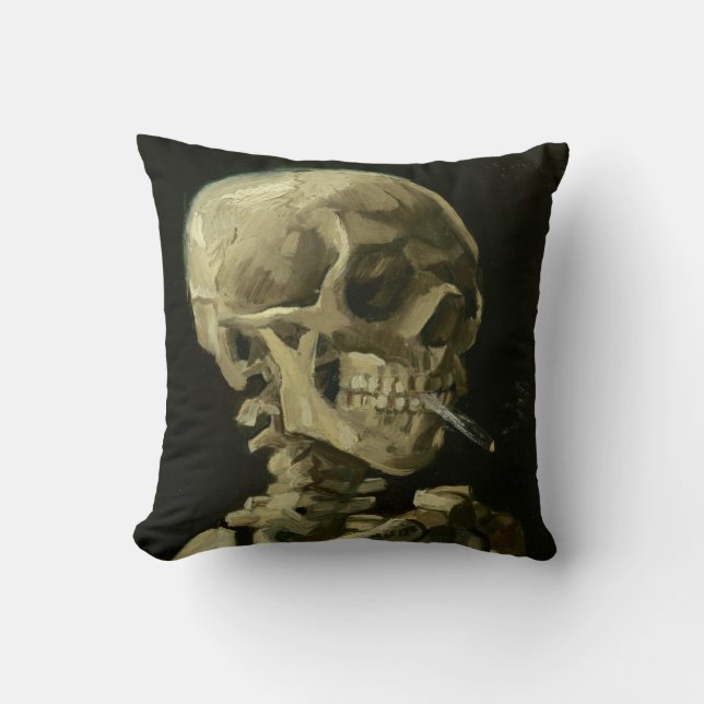 Van Gogh The smoking skull throw cushion (Front)