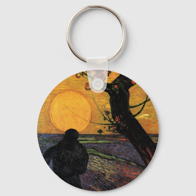 Van Gogh; The Sower, Vintage Peasant Farmer Keychain (Front)