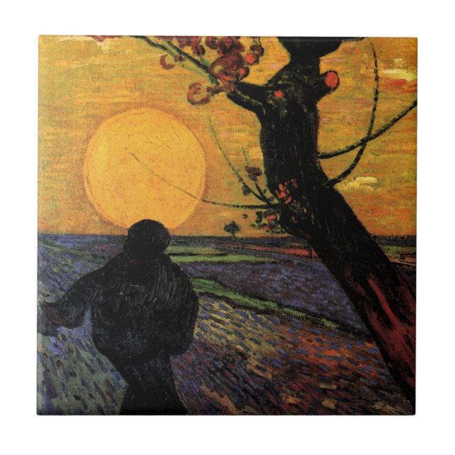 Van Gogh; The Sower, Vintage Peasant Farmer Tile (Front)