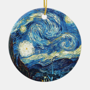 van gogh the starry night 1889 Vintage Art Ceramic Ornament