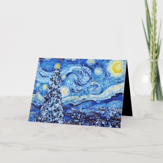 Van Gogh - The Starry Night - White Christmas Card (Front)