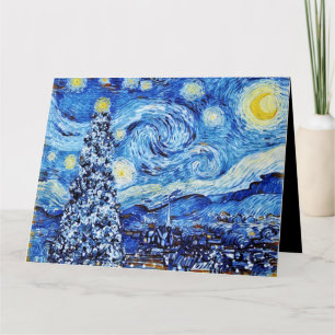 Van Gogh - The Starry Night - White Christmas Card