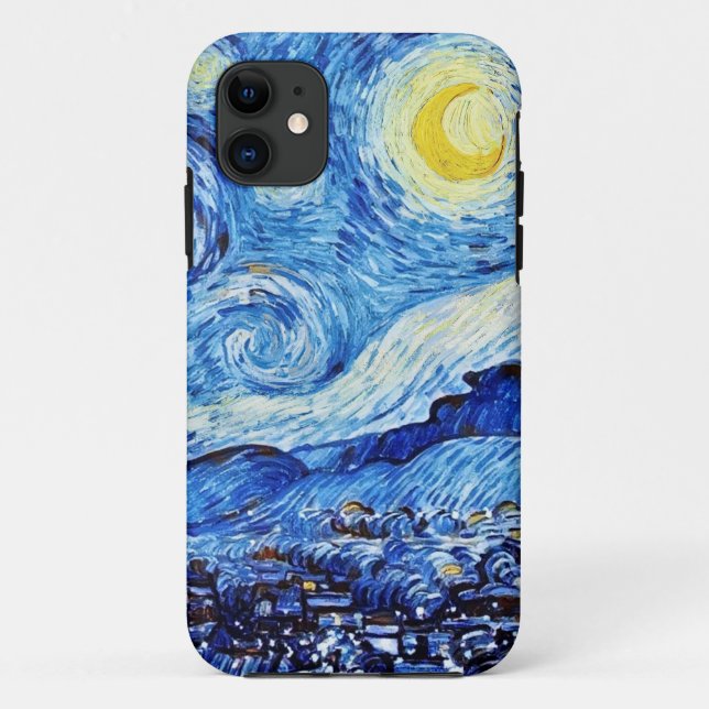 Van Gogh - The Starry Night - White Christmas Post Case-Mate iPhone Case (Back)