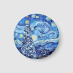 Van Gogh - The Starry Night - White Christmas Post Magnet<br><div class="desc">This design features a christmas themed adoption of the classic oil painting "The Starry Nigh" by Vincent Van Gogh - the dutch painter widely considered as one of the greatest painters of all time.</div>