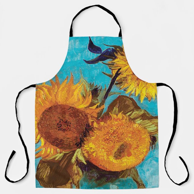 Van Gogh - Three Sunflowers In A Vase - Fine Art Apron (Front)