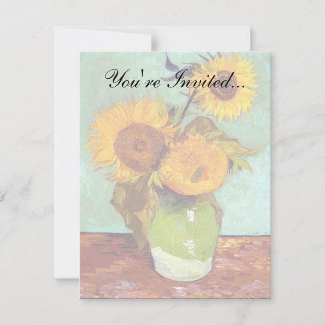 Van Gogh - Three Sunflowers In A Vase - Fine Art Invitation (Front)