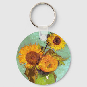 Van Gogh - Three Sunflowers In A Vase - Fine Art Keychain