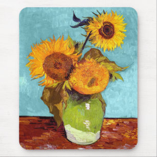Van Gogh - Three Sunflowers In A Vase - Fine Art Mouse Pad