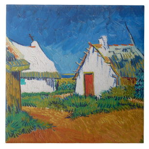 Van Gogh Three White Cottages in Saintes Maries Tile