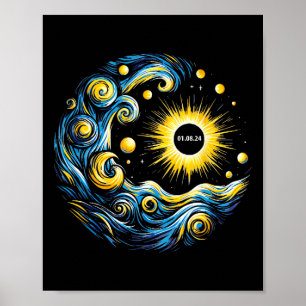 Van Gogh Total Solar Eclipse April 8th 2024 Poster