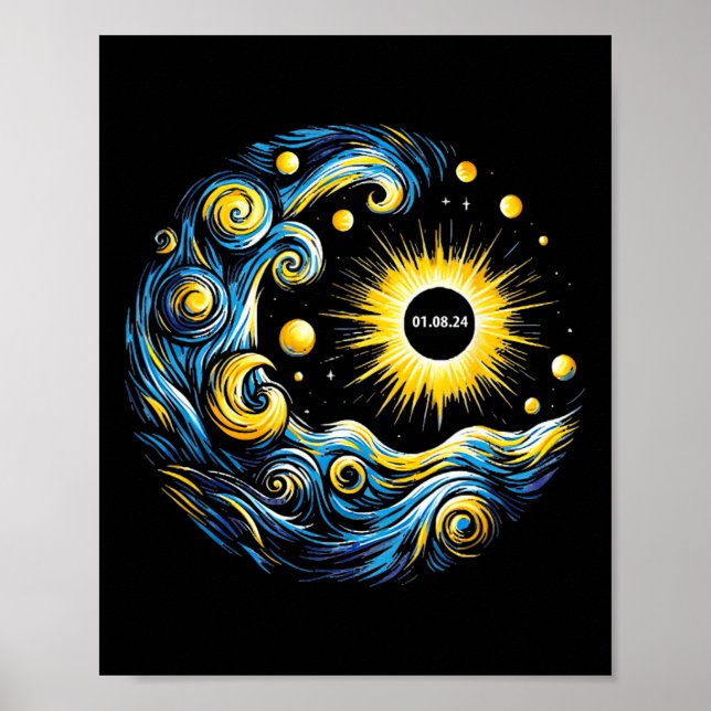 Van Gogh Total Solar Eclipse April 8th 2024  Poster (Front)