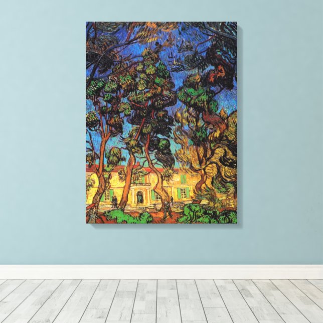 Van Gogh Trees in the Garden, Saint Paul Hospital Canvas Print (Insitu(Wood Floor))