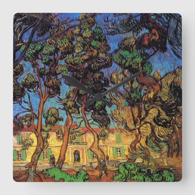 Van Gogh Trees in the Garden, Saint Paul Hospital Square Wall Clock (Front)
