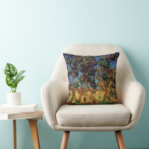 Van Gogh Trees in the Garden, Saint Paul Hospital Throw Pillow
