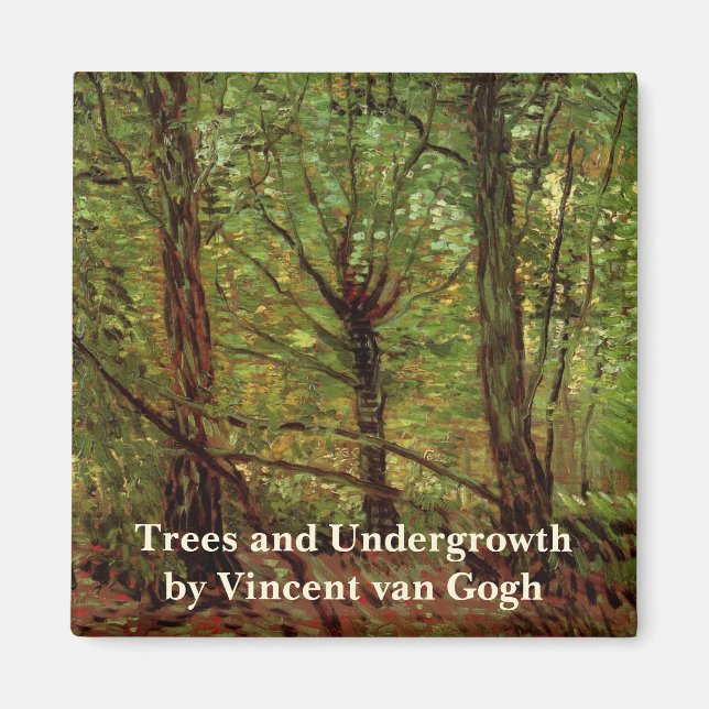 Van Gogh Trees Undergrowth, Vintage Impressionism Magnet (Front)
