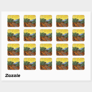 Van Gogh, Trees with Yellow Sky Square Sticker