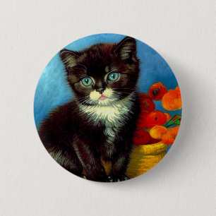 Van Gogh Tuxedo Cat  2 Inch Round Button
