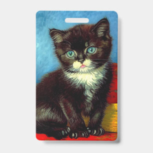 Van Gogh Tuxedo Cat Badge