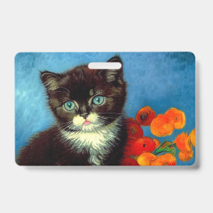 Van Gogh Tuxedo Cat Badge
