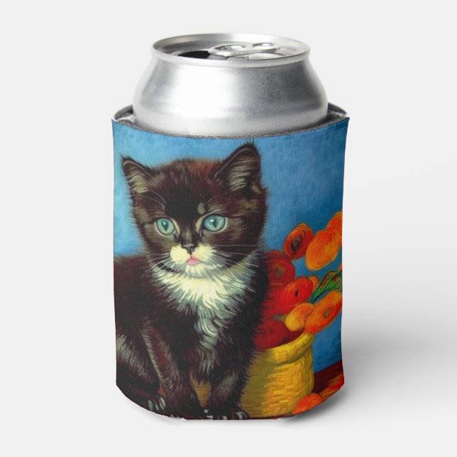 Van Gogh Tuxedo Cat  Can Cooler (Can Front)