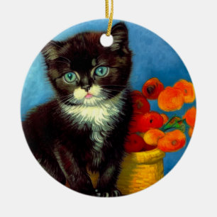 Van Gogh Tuxedo Cat  Ceramic Ornament