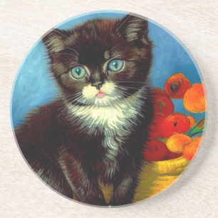 Van Gogh Tuxedo Cat Coaster