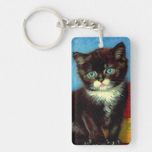 Van Gogh Tuxedo Cat Keychain