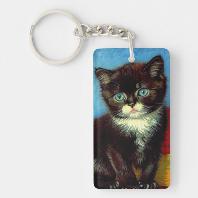 Van Gogh Tuxedo Cat  Keychain (Front)