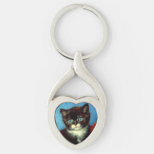 Van Gogh Tuxedo Cat  Keychain