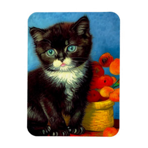 Van Gogh Tuxedo Cat Magnet