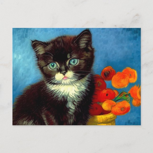 Van Gogh Tuxedo Cat  Postcard (Front)