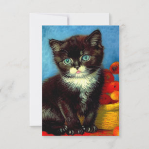 Van Gogh Tuxedo Cat RSVP Card