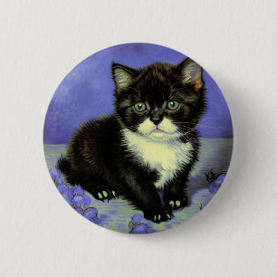 Van Gogh Tuxedo Kitten 2 Inch Round Button
