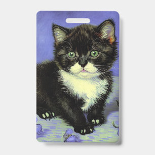 Van Gogh Tuxedo Kitten Badge