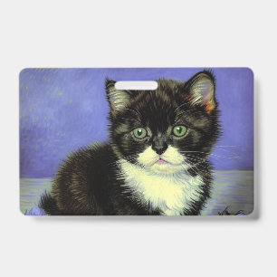 Van Gogh Tuxedo Kitten Badge