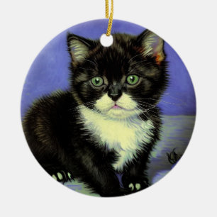 Van Gogh Tuxedo Kitten Ceramic Ornament