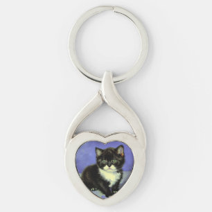 Van Gogh Tuxedo Kitten Keychain