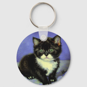 Van Gogh Tuxedo Kitten Keychain