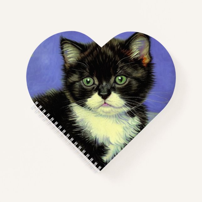 Van Gogh Tuxedo Kitten Notebook (Front)