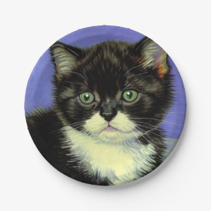Van Gogh Tuxedo Kitten Paper Plate