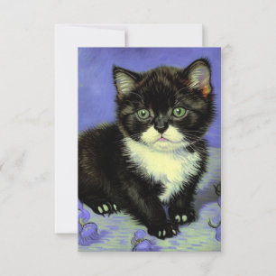 Van Gogh Tuxedo Kitten RSVP Card